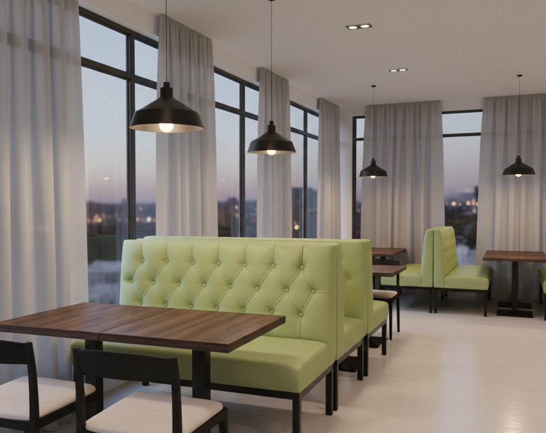 diamond tufted booth with metal frame