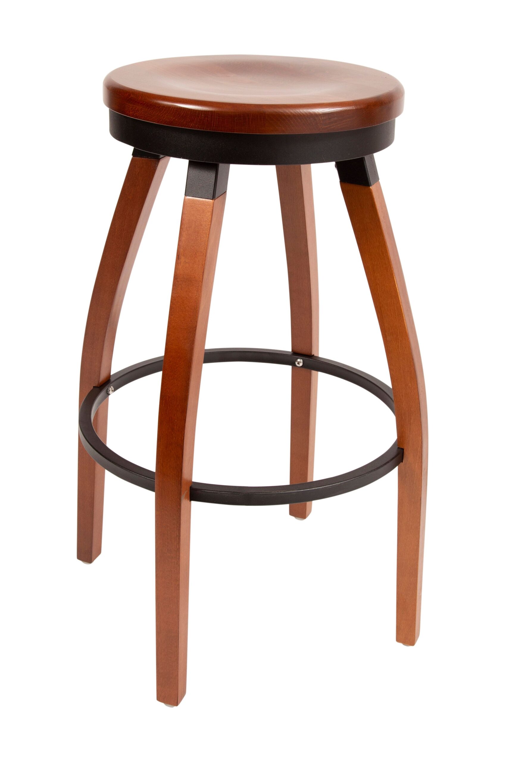 Barstool with seat ring and round wood seat