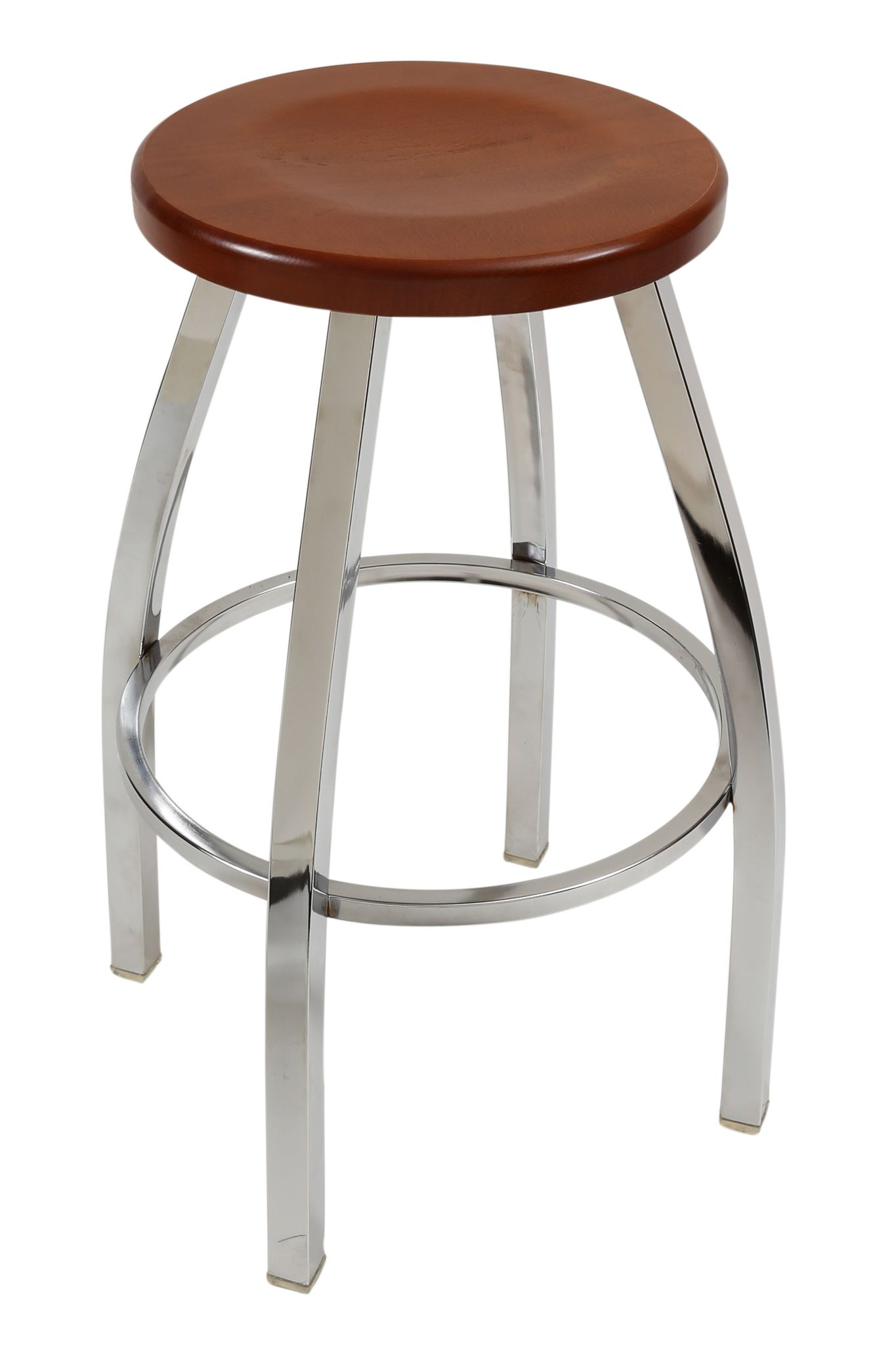 Chrome Barstool with wood seat