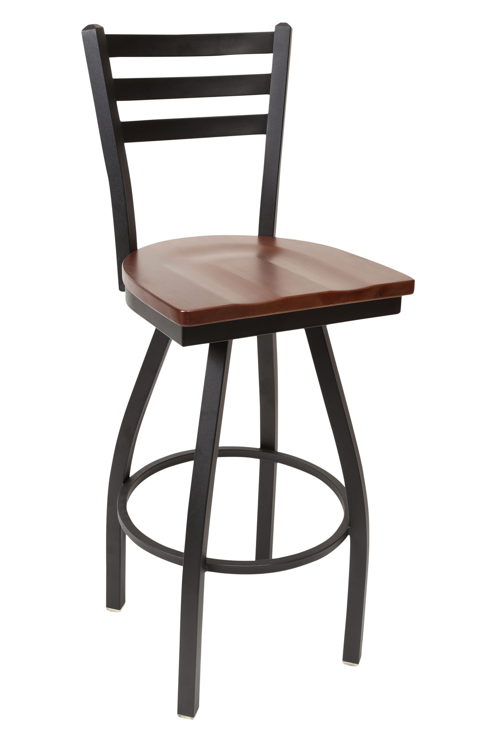 Ladder Back 3 Slat 30 Motion Barstool with solid wood seat