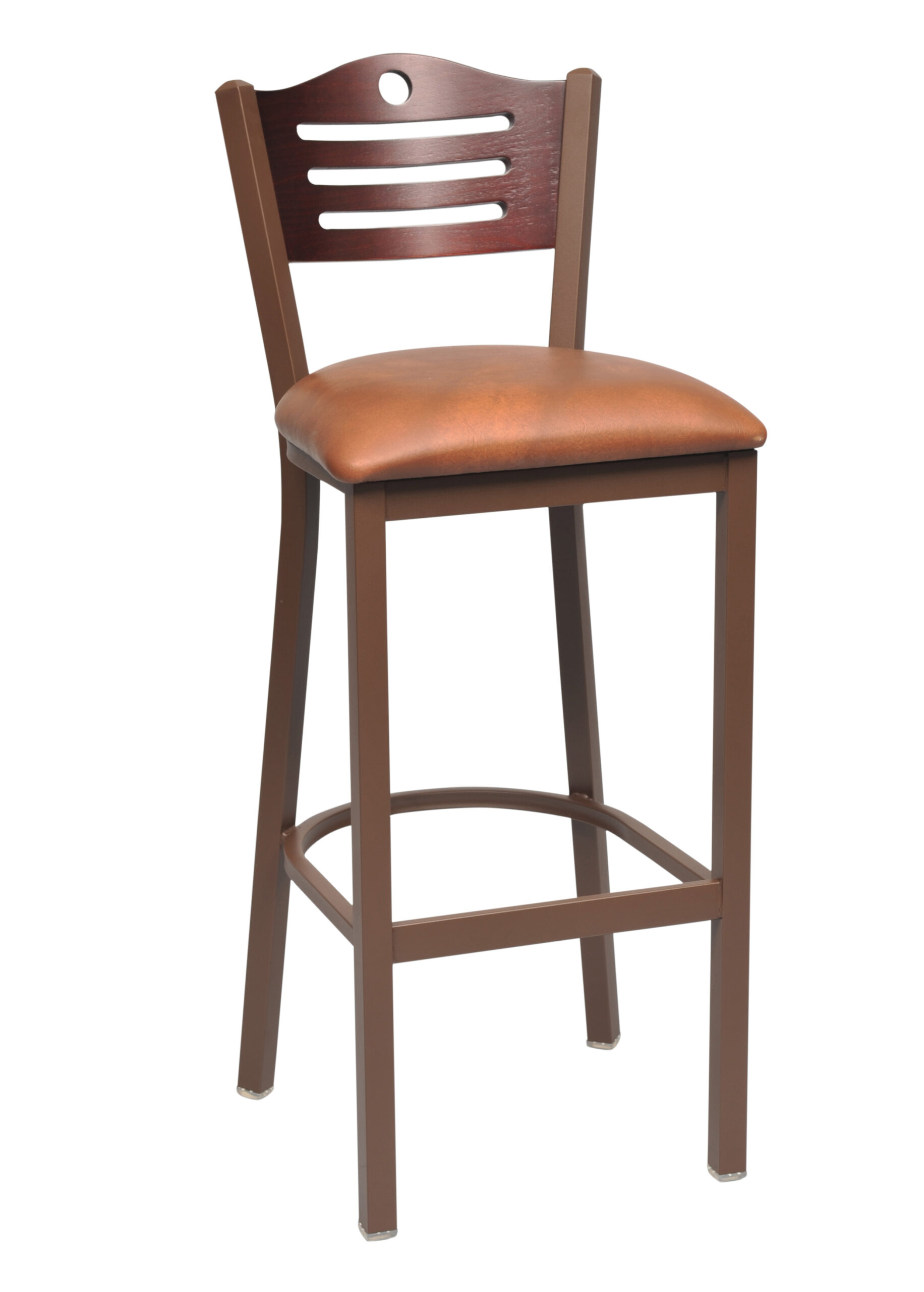 Slot Back Barstool Wood 1 Hole 3Slot Back & uphol seat